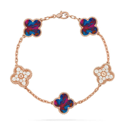 [⭐Luxery]CLOVER 5 MOTIF COLOR GEMSTONES BRACELET COLLECTION