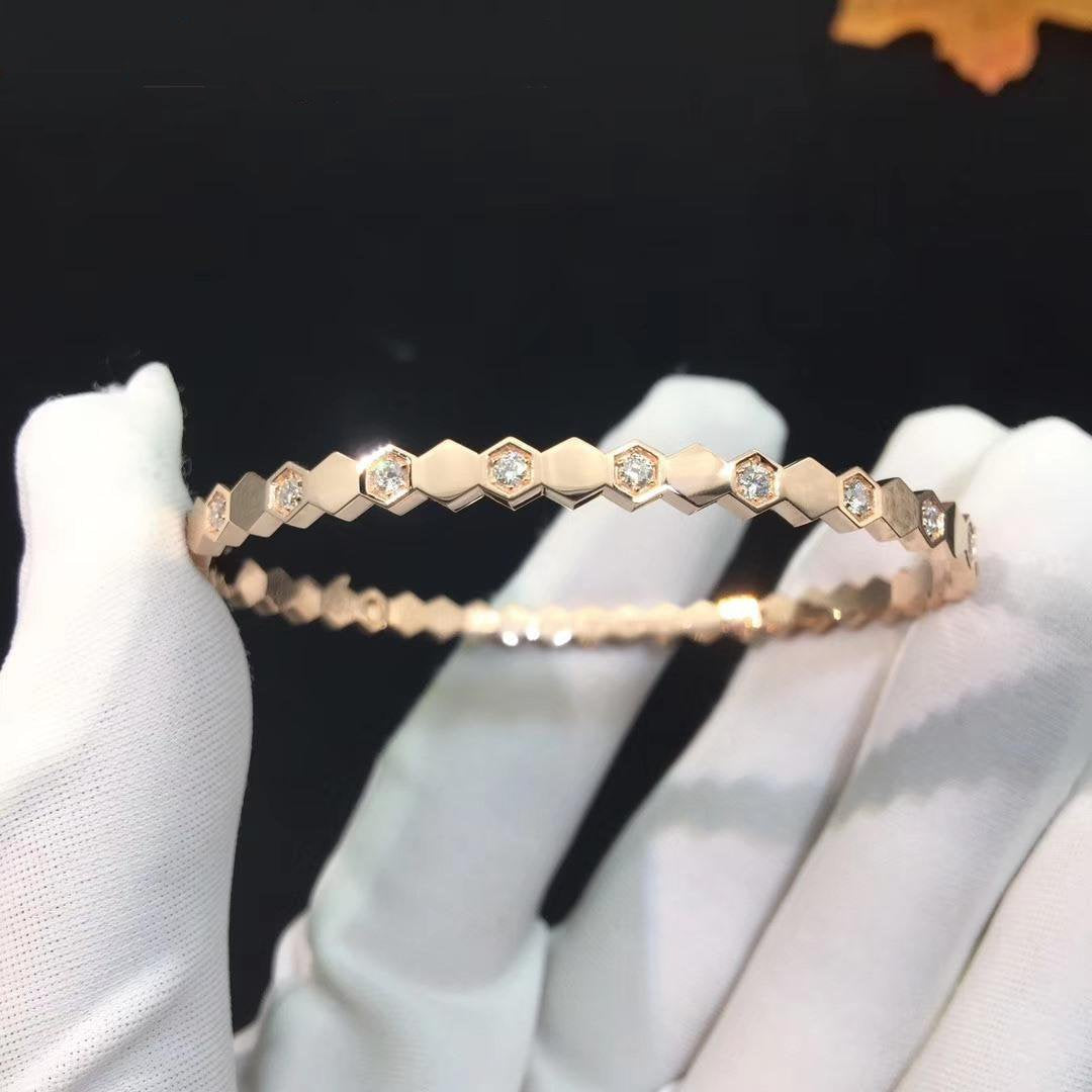 [⭐Luxery]BEE LOVE PINK GOLD DIAMOND BRACELET