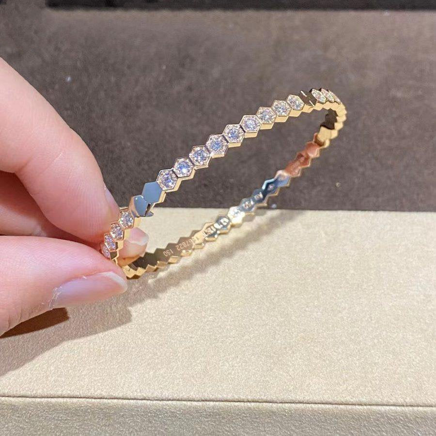 [⭐Luxery]BEE LOVE GOLD BRACELET FULL DIAMOND