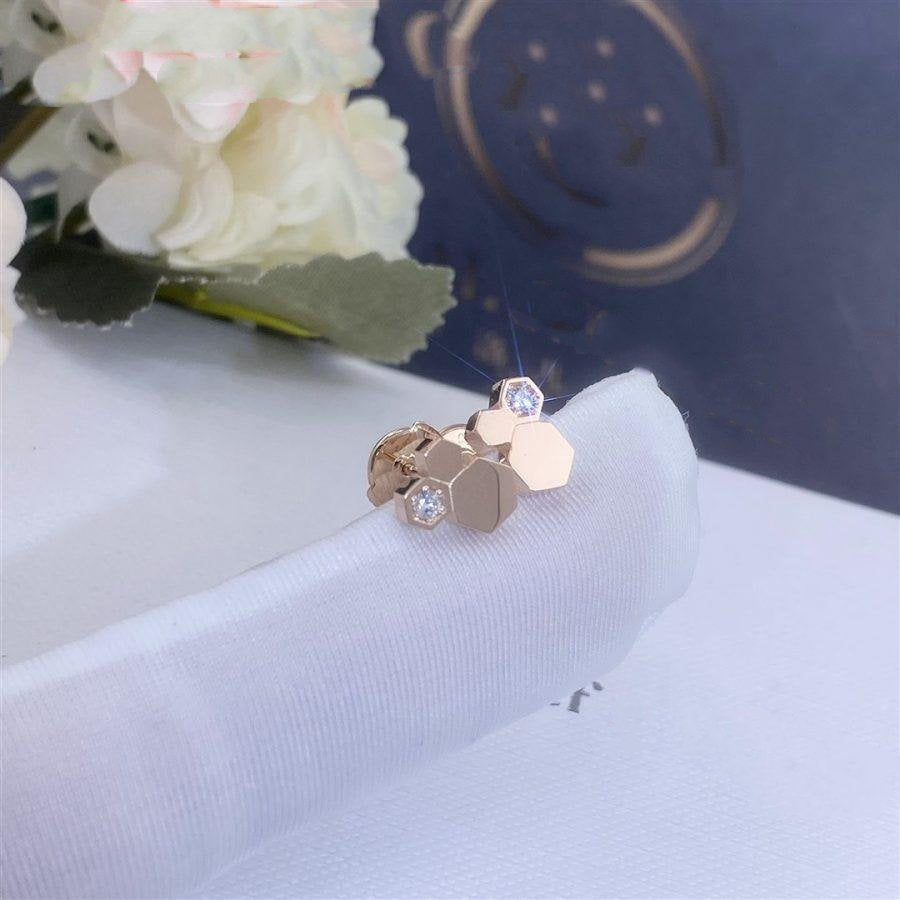 [⭐Luxery]BEE LOVE PINK GOLD DIAMOND EARRINGS