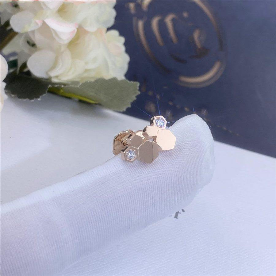 [⭐Luxery]BEE LOVE PINK GOLD DIAMOND EARRINGS