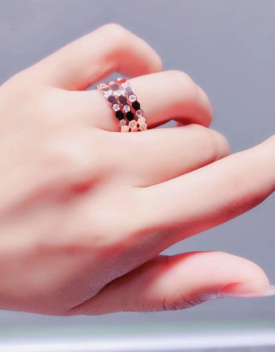 [⭐Luxery]BEE LOVE RING PINK GOLD DIAMOND
