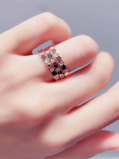 [⭐Luxery]BEE LOVE RING PINK GOLD DIAMOND