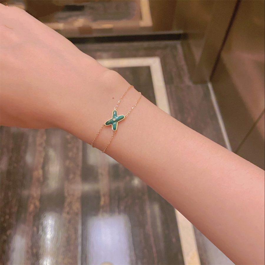[⭐Luxery]JEUX BRACELET MALACHITE PINK GOLD 1 DIAMOND