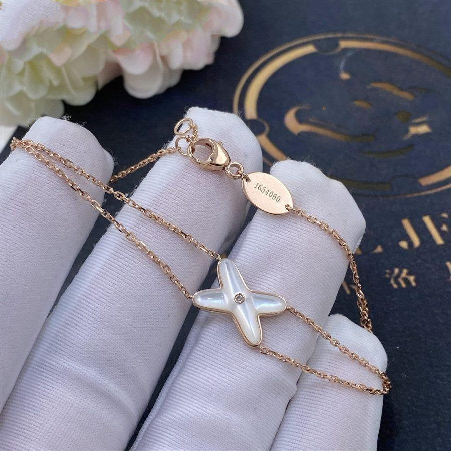 [⭐Luxery]JEUX BRACELET WHITE MOP PINK GOLD 1 DIAMOND