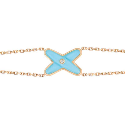 [⭐Luxery]JEUX BRACELET TURQUOISE PINK GOLD 1 DIAMOND