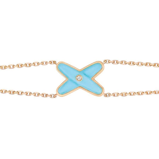 [⭐Luxery]JEUX BRACELET TURQUOISE PINK GOLD 1 DIAMOND