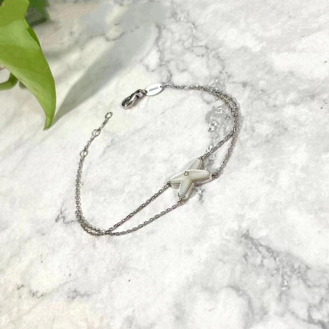 [⭐Luxery]JEUX BRACELET WHITE MOP SILVER 1 DIAMOND