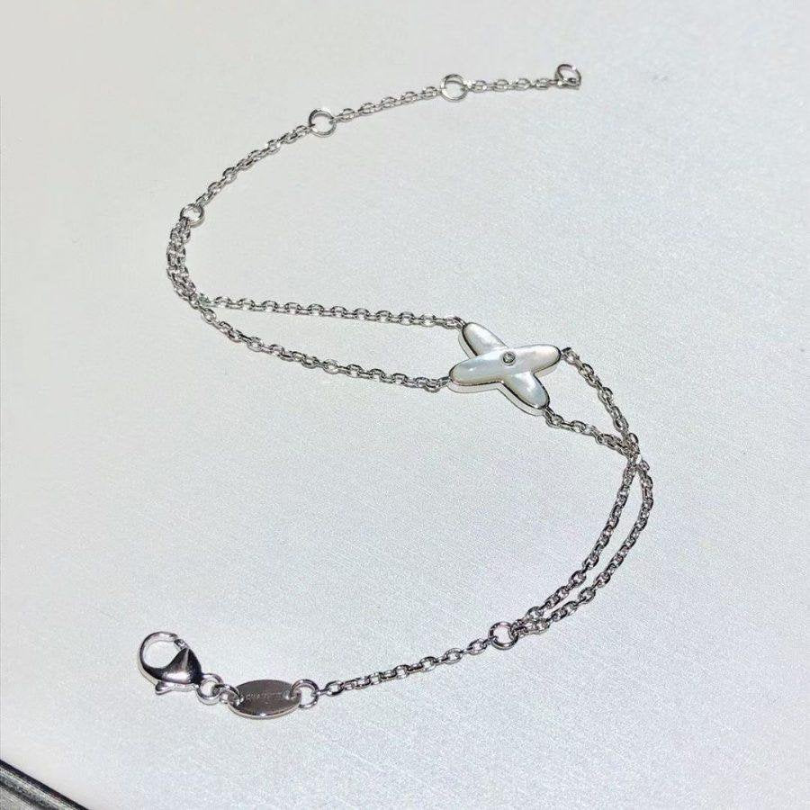 [⭐Luxery]JEUX BRACELET WHITE MOP SILVER 1 DIAMOND