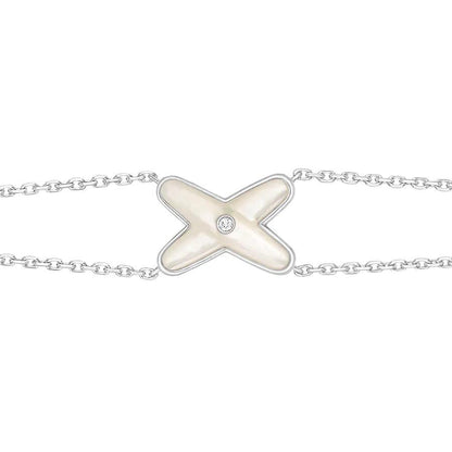 [⭐Luxery]JEUX BRACELET WHITE MOP SILVER 1 DIAMOND