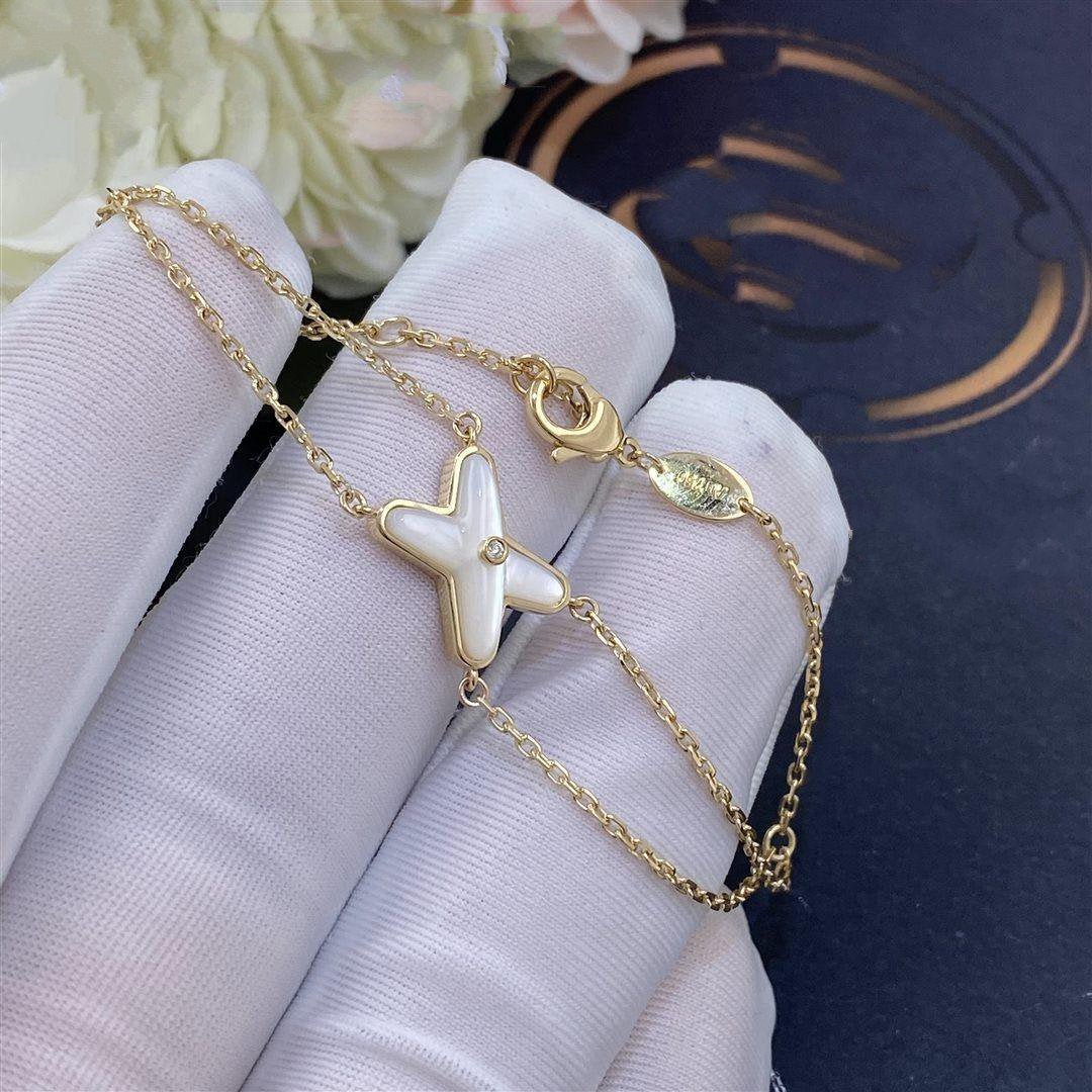 [⭐Luxery]JEUX BRACELET WHITE MOP GOLD 1 DIAMOND