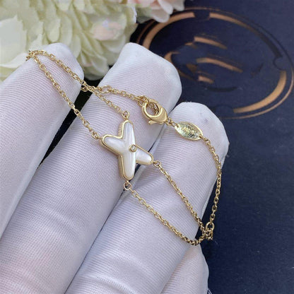 [⭐Luxery]JEUX BRACELET WHITE MOP GOLD 1 DIAMOND