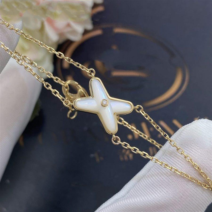 [⭐Luxery]JEUX BRACELET WHITE MOP GOLD 1 DIAMOND