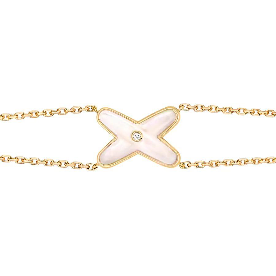 [⭐Luxery]JEUX BRACELET WHITE MOP GOLD 1 DIAMOND