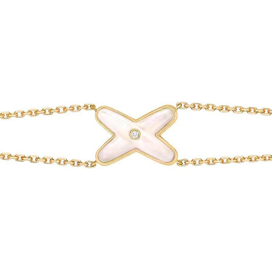 [⭐Luxery]JEUX BRACELET WHITE MOP GOLD 1 DIAMOND