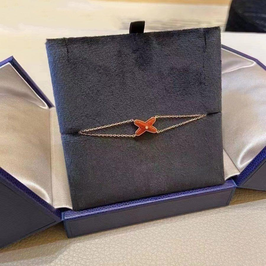 [⭐Luxery]JEUX BRACELET CARNELIAN PINK GOLD 1 DIAMOND