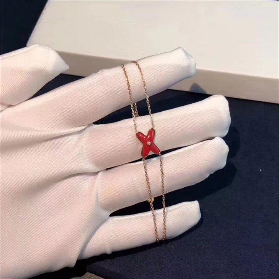 [⭐Luxery]JEUX BRACELET CARNELIAN PINK GOLD 1 DIAMOND