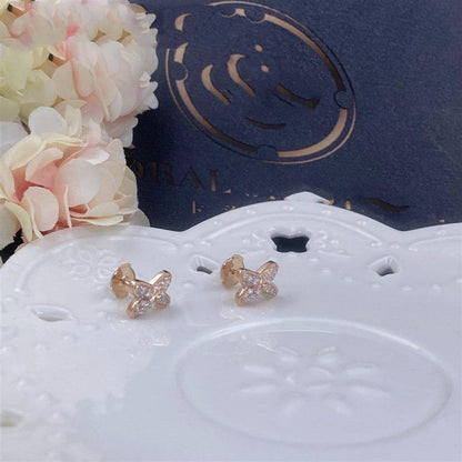 [⭐Luxery]JEUX DE PINK GOLD DIAMOND EARRINGS