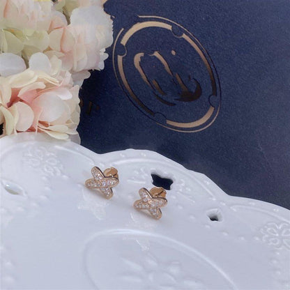 [⭐Luxery]JEUX DE PINK GOLD DIAMOND EARRINGS