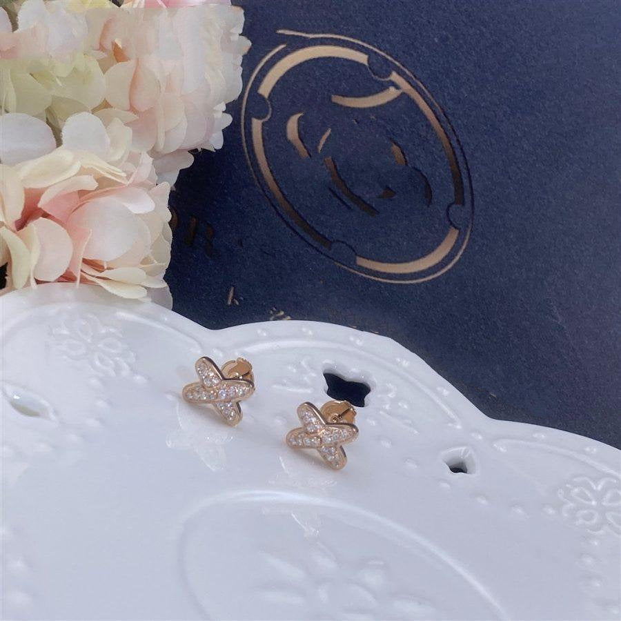 [⭐Luxery]JEUX DE PINK GOLD DIAMOND EARRINGS