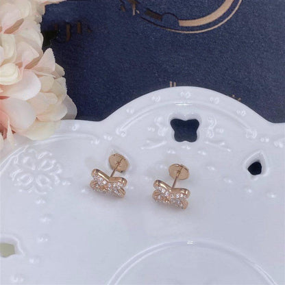 [⭐Luxery]JEUX DE PINK GOLD DIAMOND EARRINGS