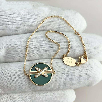 [⭐Luxery]JEUX DE BRACELET MALACHITE PINK GOLD DIAMONDS