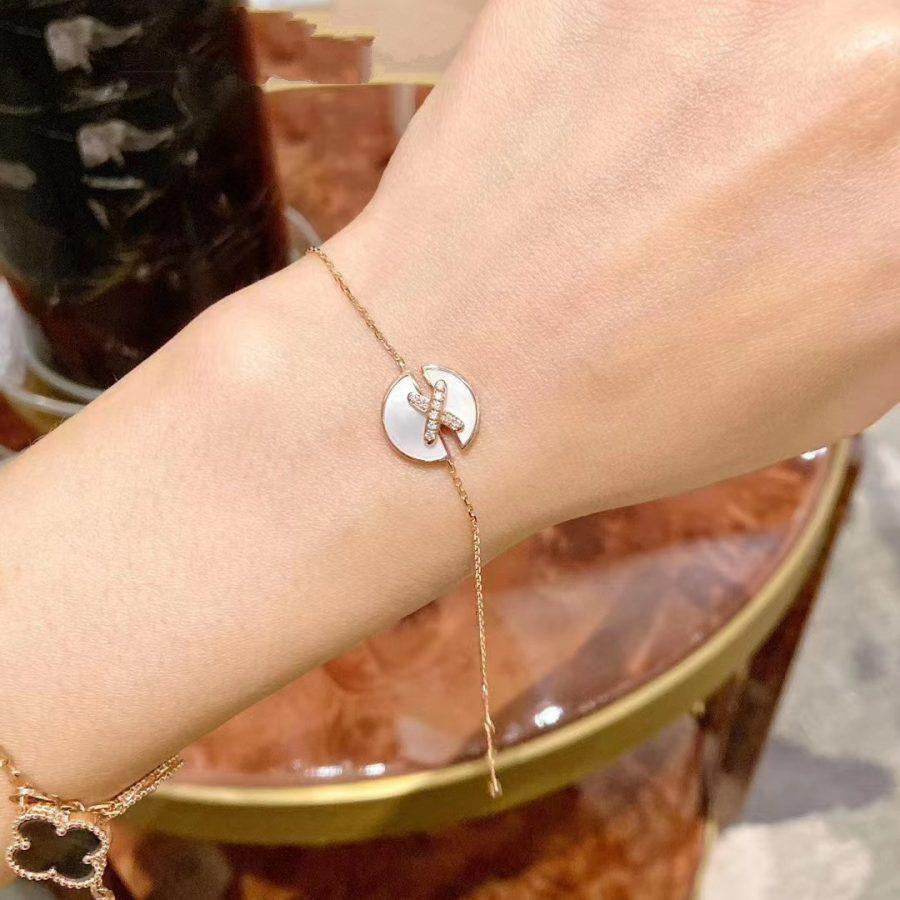 [⭐Luxery]JEUX DE BRACELET MOP PINK GOLD DIAMONDS