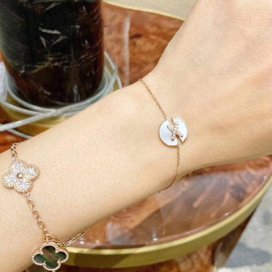 [⭐Luxery]JEUX DE BRACELET MOP PINK GOLD DIAMONDS