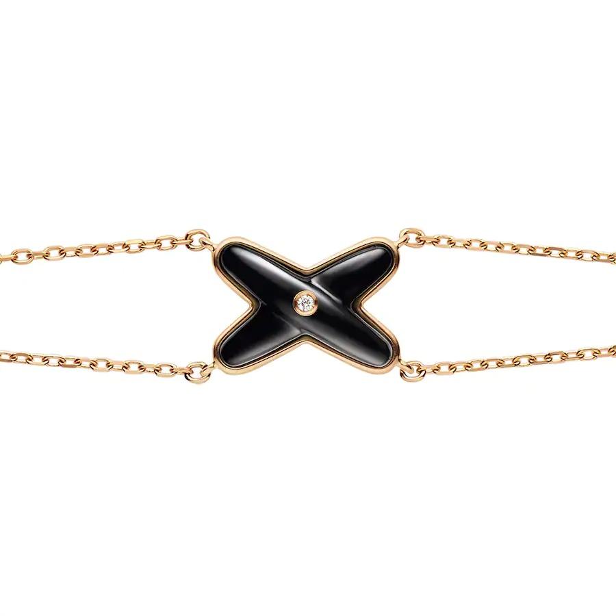 [⭐Luxery]JEUX BRACELET ONYX PINK GOLD 1 DIAMOND
