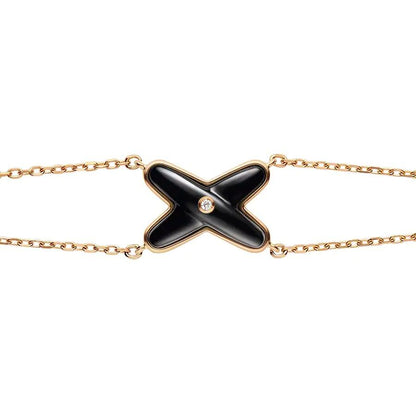 [⭐Luxery]JEUX BRACELET ONYX PINK GOLD 1 DIAMOND