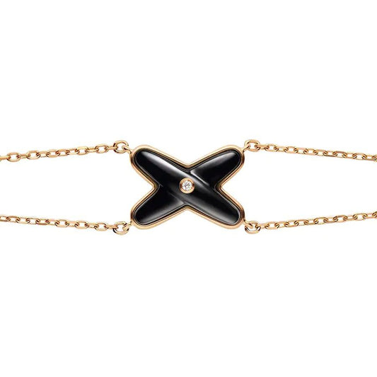 [⭐Luxery]JEUX BRACELET ONYX PINK GOLD 1 DIAMOND