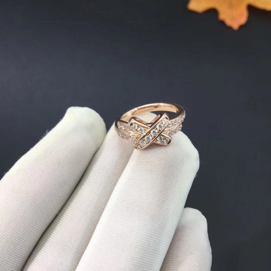 [⭐Luxery]JEUX DE RING PINK GOLD DIAMOND