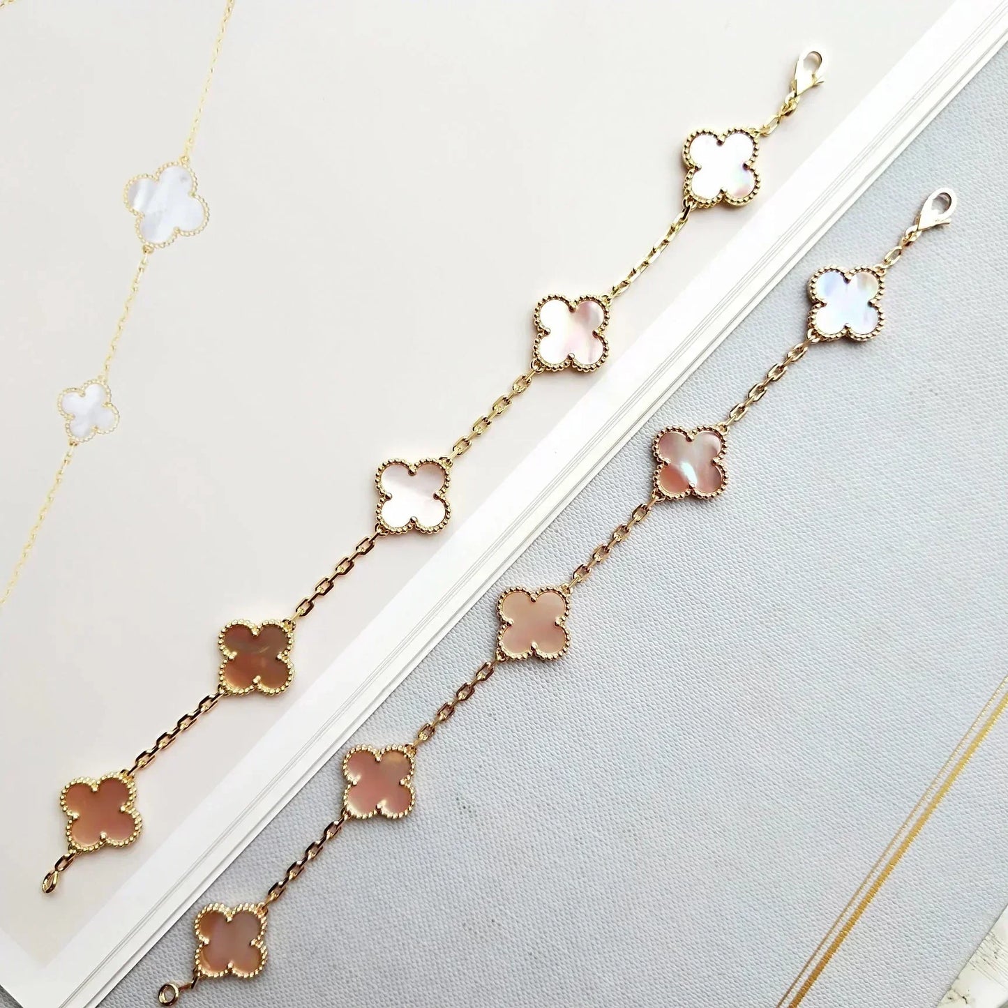 [⭐Luxery] CLOVER 5 MOTIFS  PINK MOP BRACELET COLLECTION