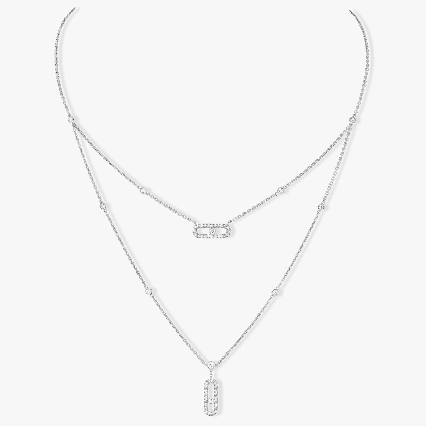 [⭐Luxery]MOVE 2 ROW DIAMOND NECKLACE