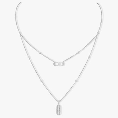 [⭐Luxery]MOVE 2 ROW DIAMOND NECKLACE