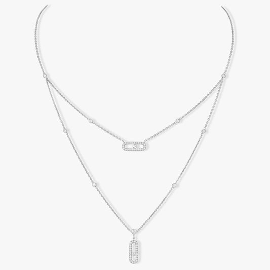 [⭐Luxery]MOVE 2 ROW DIAMOND NECKLACE