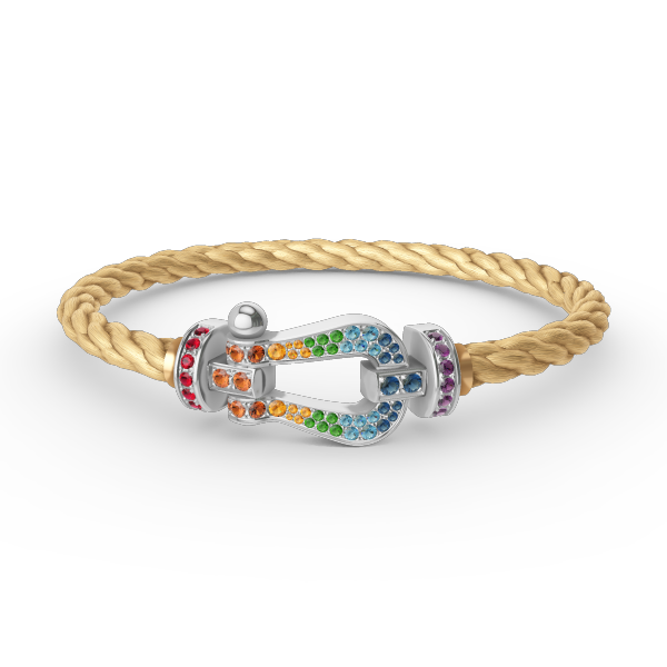 [⭐Luxery]FORC LARGE HORSESHOE  COLORED DIAMOND BRACELET SILVER