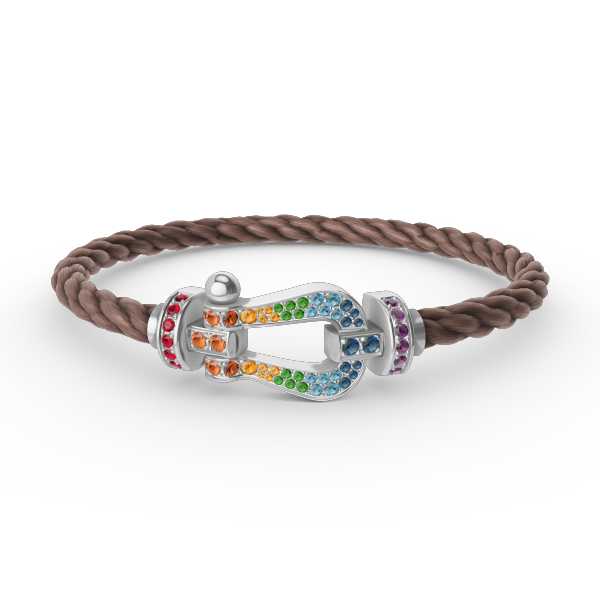 [⭐Luxery]FORC LARGE HORSESHOE  COLORED DIAMOND BRACELET SILVER