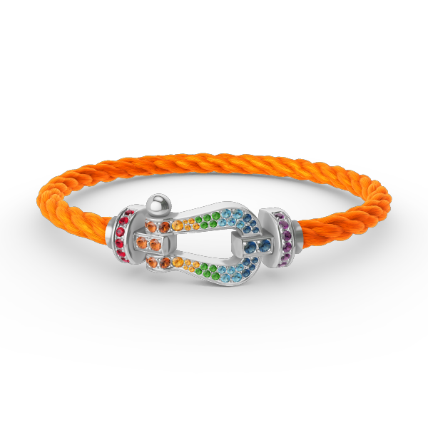 [⭐Luxery]FORC LARGE HORSESHOE  COLORED DIAMOND BRACELET SILVER