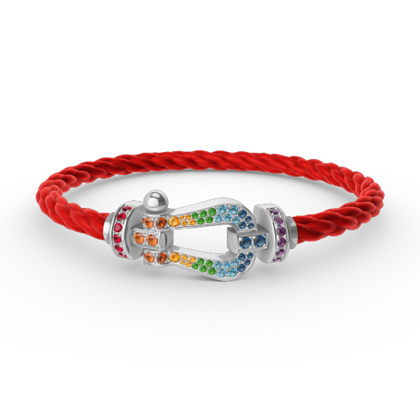 [⭐Luxery]FORC LARGE HORSESHOE  COLORED DIAMOND BRACELET SILVER