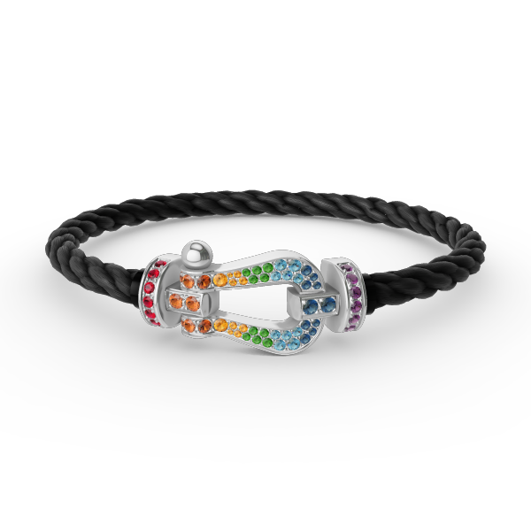 [⭐Luxery]FORC LARGE HORSESHOE  COLORED DIAMOND BRACELET SILVER