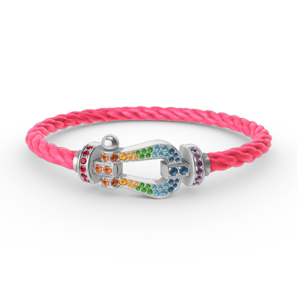 [⭐Luxery]FORC LARGE HORSESHOE  COLORED DIAMOND BRACELET SILVER