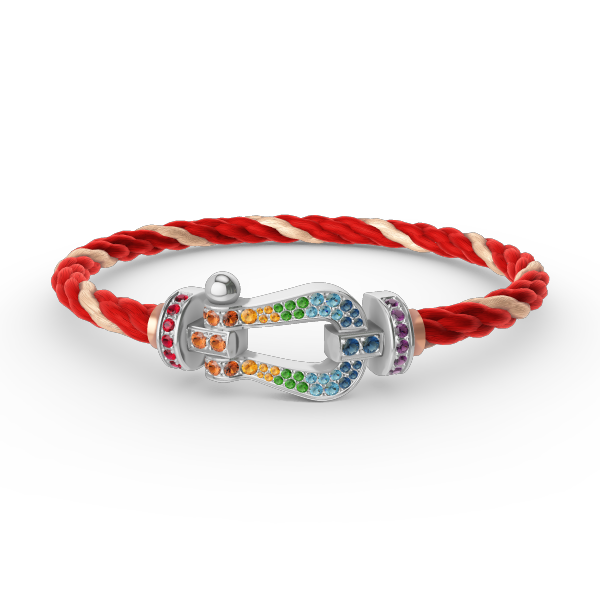 [⭐Luxery]FORC LARGE HORSESHOE  COLORED DIAMOND BRACELET SILVER