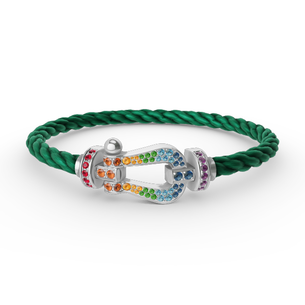 [⭐Luxery]FORC LARGE HORSESHOE  COLORED DIAMOND BRACELET SILVER