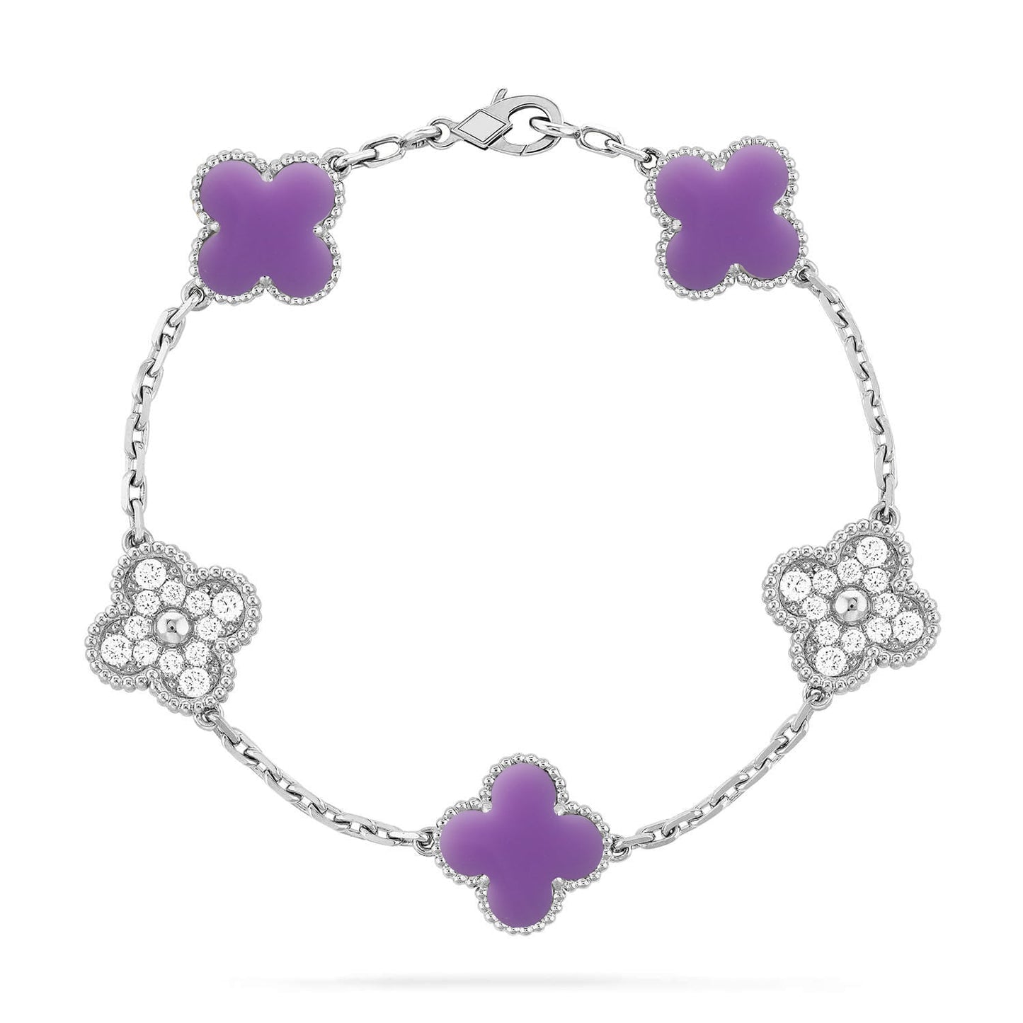 [⭐Luxery]CLOVER 5 MOTIF LIGHT PURPLE BRACELET COLLECTION