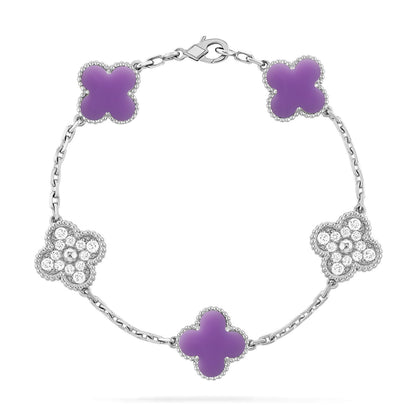 [⭐Luxery]CLOVER 5 MOTIF LIGHT PURPLE BRACELET COLLECTION