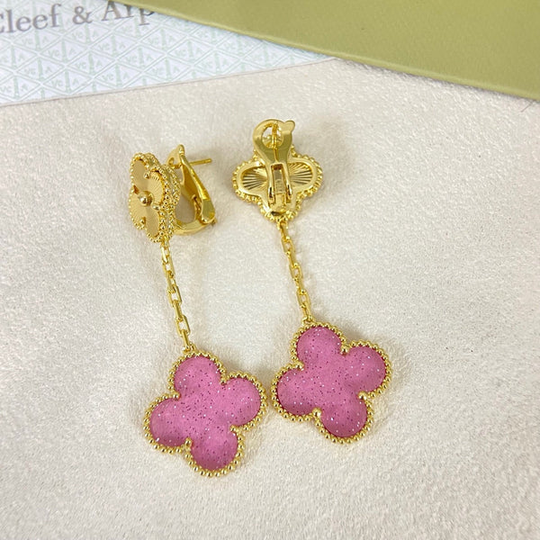 [⭐Luxery]2026 NEW CLOVER 2 MOTIF  BUBBLE PINK ENAMEL