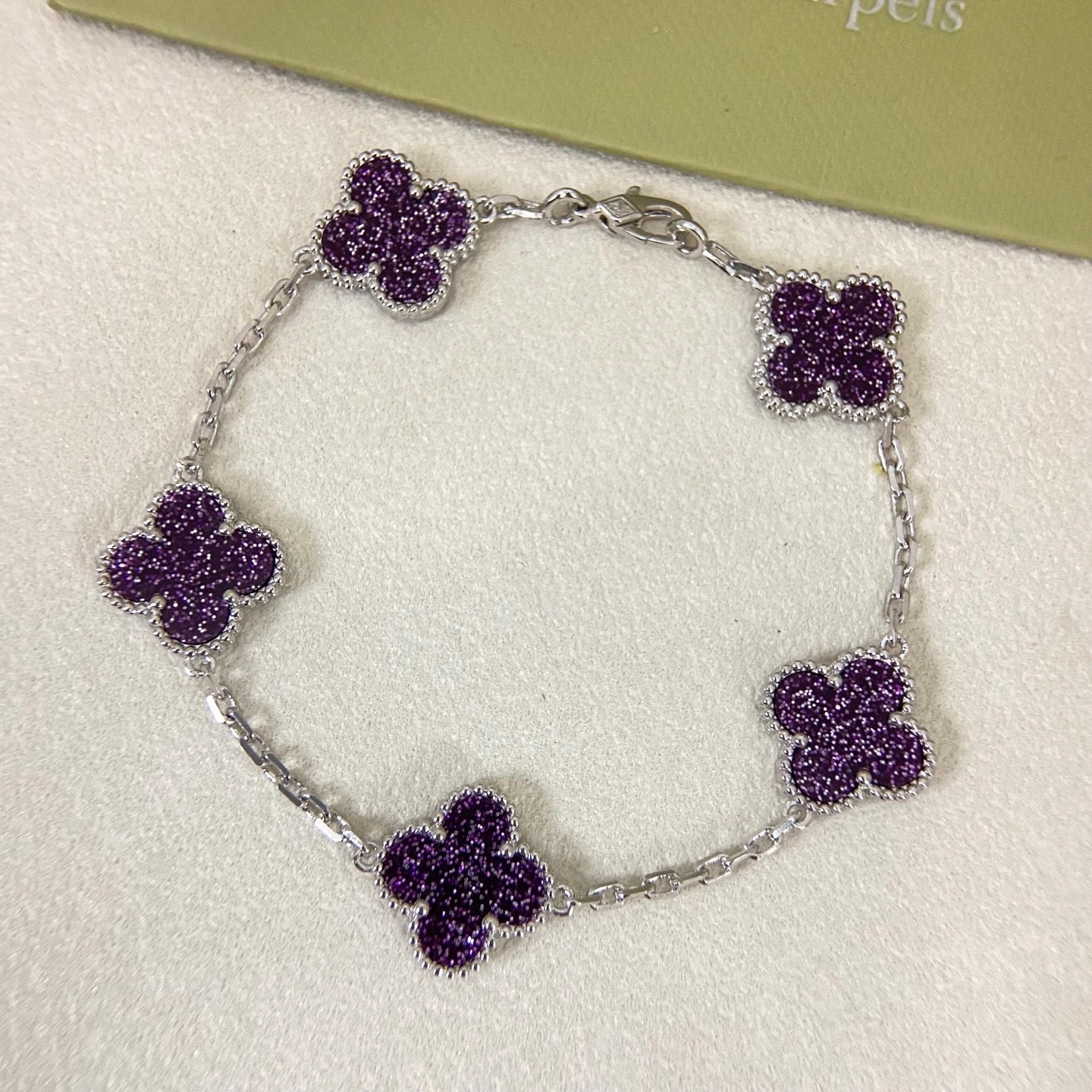[⭐Luxery]NEW PURPLE SAND-GOLD FOUR-LEAF CLOVER 5-FLOWER BRACELET