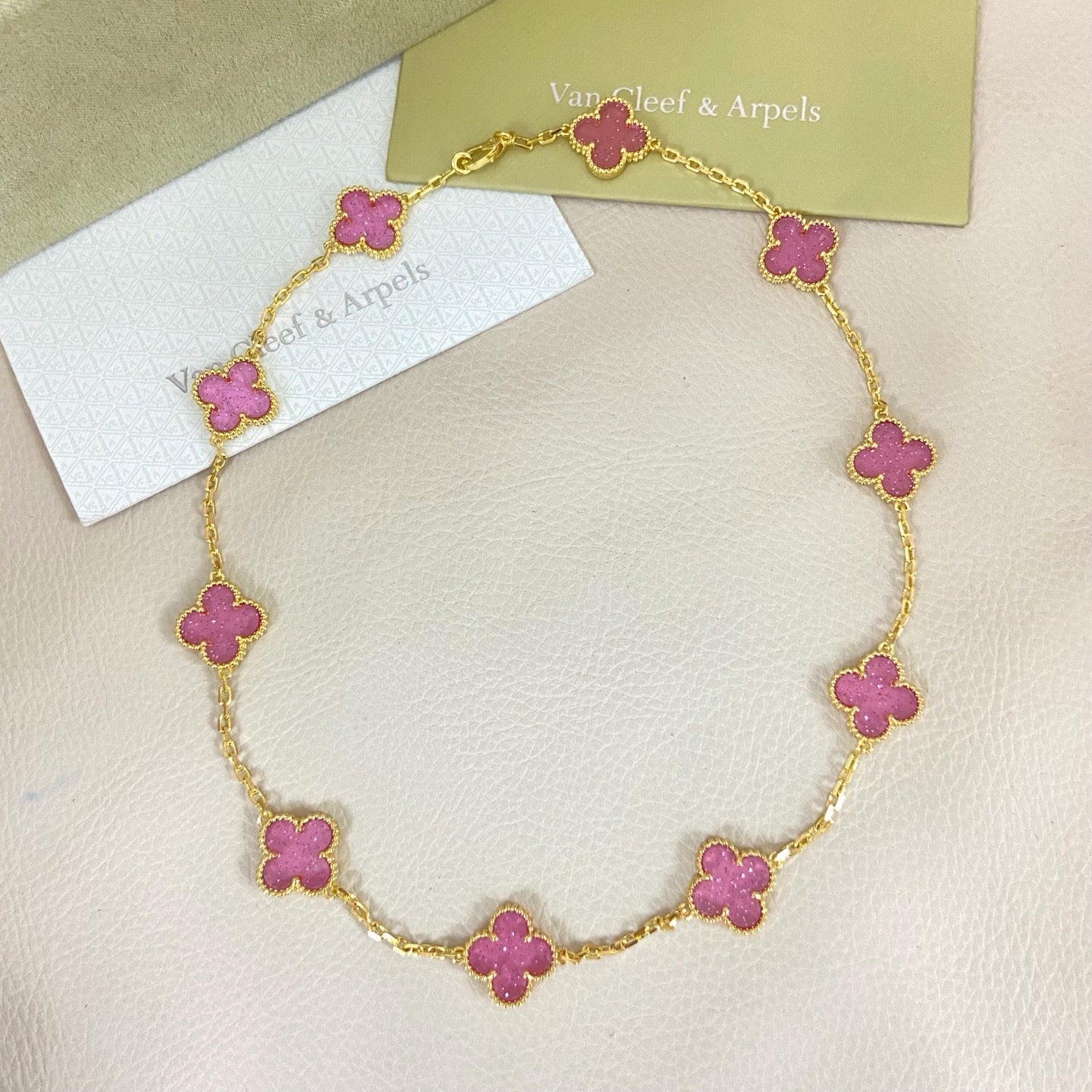 [⭐Luxery]CLOVER 10 MOTIFS  NEW BUBBLE PINK ENAMEL