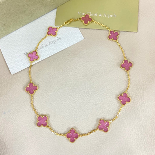 [⭐Luxery]CLOVER 10 MOTIFS  NEW BUBBLE PINK ENAMEL